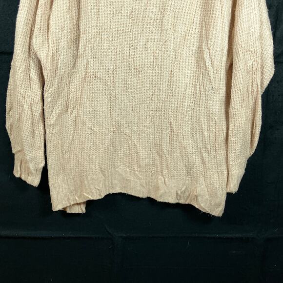 American Eagle Womens Sweater Beige V Neck Oversized Knit Stretch Large - Picture 3 of 12